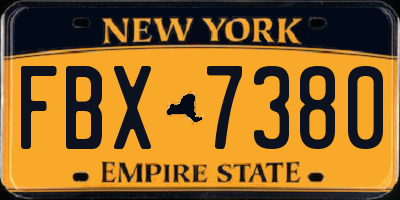 NY license plate FBX7380
