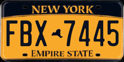 NY license plate FBX7445