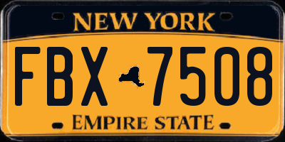 NY license plate FBX7508
