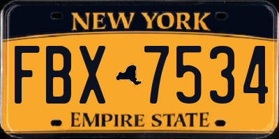 NY license plate FBX7534