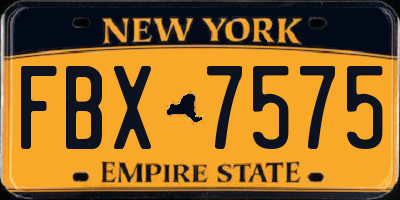 NY license plate FBX7575