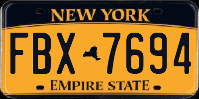 NY license plate FBX7694