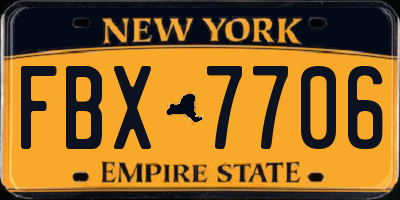 NY license plate FBX7706
