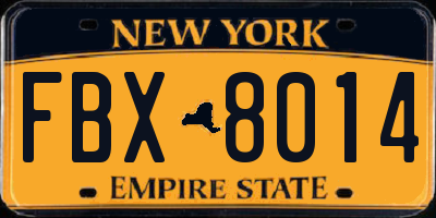 NY license plate FBX8014