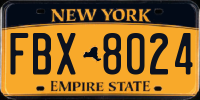 NY license plate FBX8024