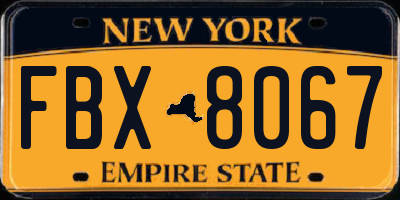 NY license plate FBX8067