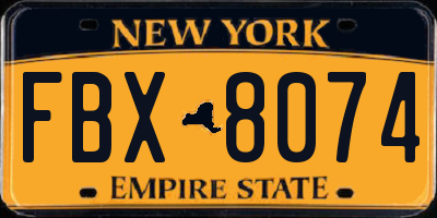 NY license plate FBX8074