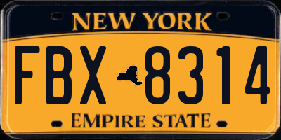 NY license plate FBX8314