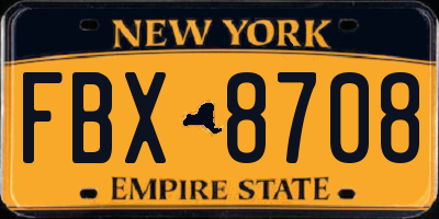 NY license plate FBX8708
