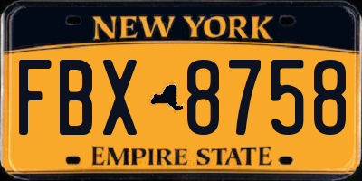 NY license plate FBX8758