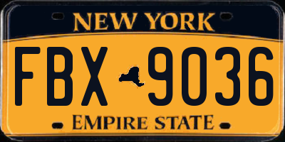 NY license plate FBX9036