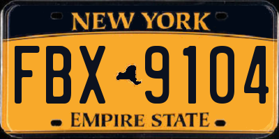 NY license plate FBX9104
