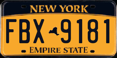 NY license plate FBX9181