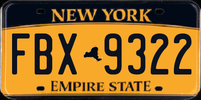 NY license plate FBX9322