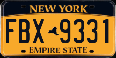 NY license plate FBX9331
