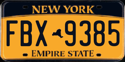 NY license plate FBX9385