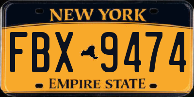 NY license plate FBX9474