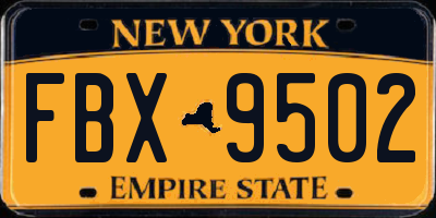 NY license plate FBX9502