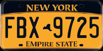 NY license plate FBX9725