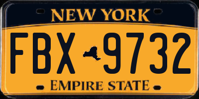 NY license plate FBX9732