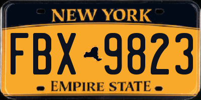 NY license plate FBX9823