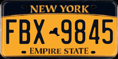 NY license plate FBX9845