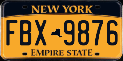 NY license plate FBX9876