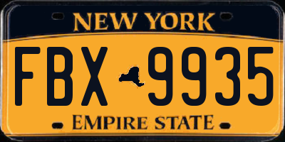 NY license plate FBX9935