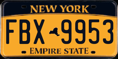 NY license plate FBX9953