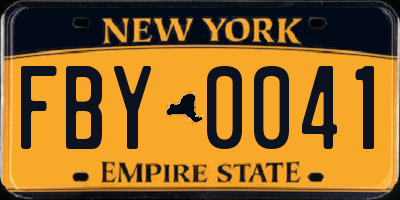 NY license plate FBY0041