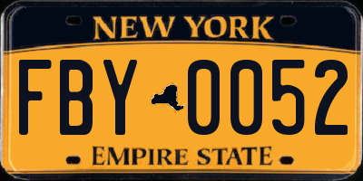 NY license plate FBY0052