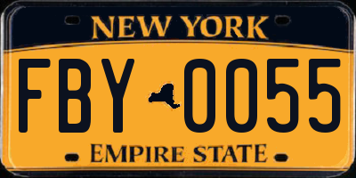 NY license plate FBY0055