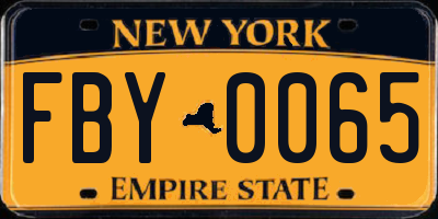 NY license plate FBY0065