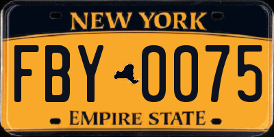 NY license plate FBY0075