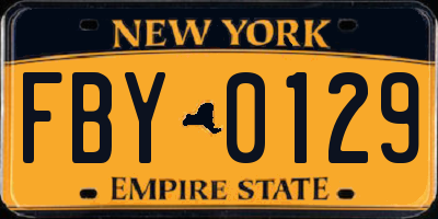 NY license plate FBY0129