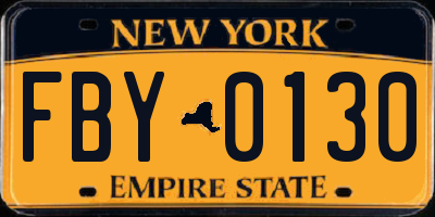 NY license plate FBY0130
