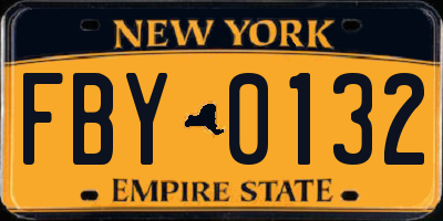 NY license plate FBY0132