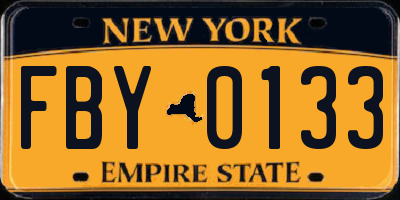 NY license plate FBY0133