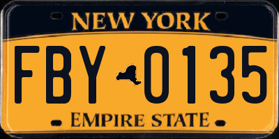 NY license plate FBY0135
