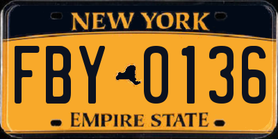NY license plate FBY0136
