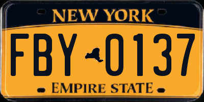 NY license plate FBY0137