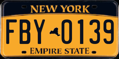 NY license plate FBY0139