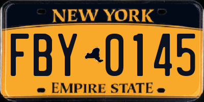 NY license plate FBY0145