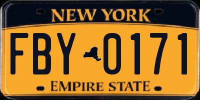 NY license plate FBY0171