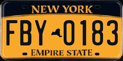 NY license plate FBY0183