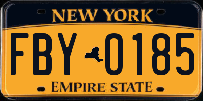 NY license plate FBY0185