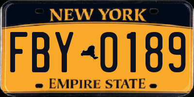 NY license plate FBY0189
