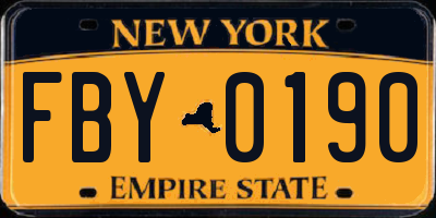 NY license plate FBY0190