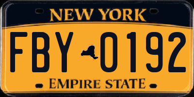 NY license plate FBY0192