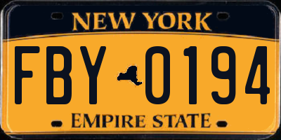 NY license plate FBY0194